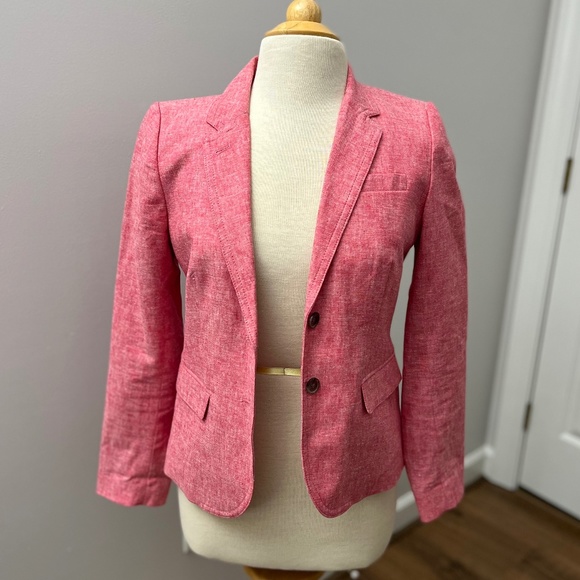 J. Crew Jackets & Blazers - J. Crew Classic Schoolboy Cotton Linen Pink Blazer Jacket Sz 4